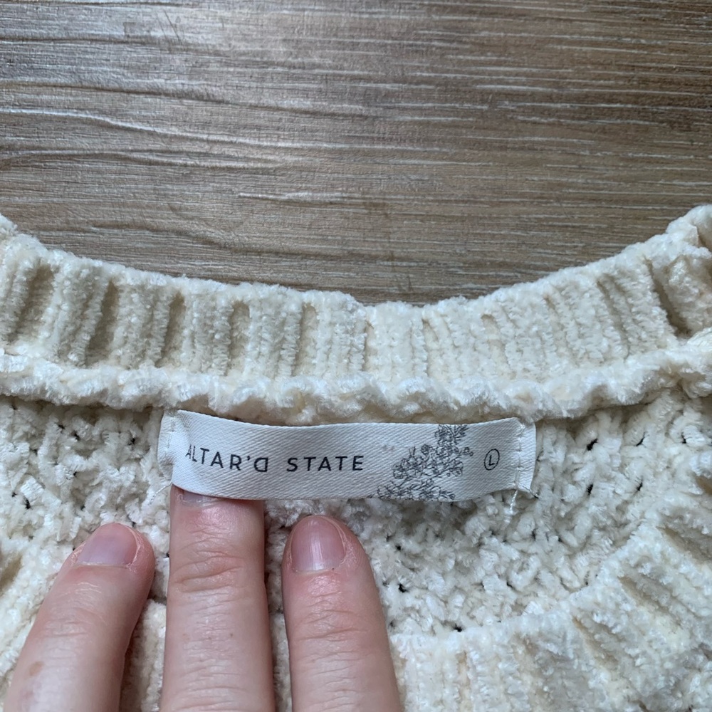Altar'd State Cream Textured Knit Sweater Vest L - Picture 3 of 6